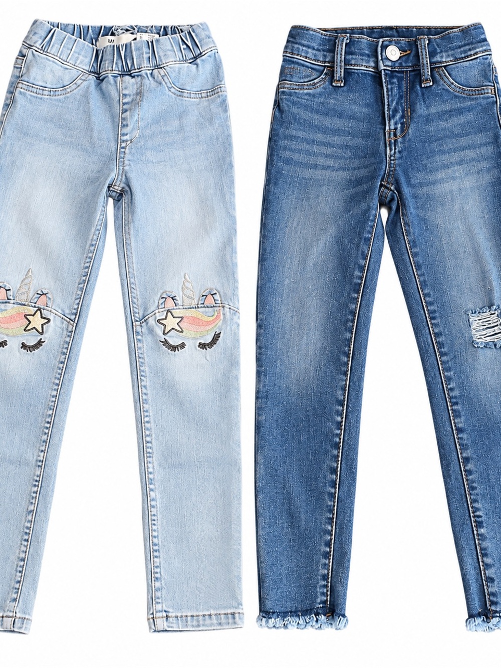 H&M Girls Light Wash and Dark Wash Unicorn Embroidered Jeans Old Navy Jeggings